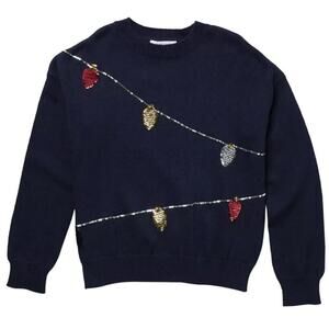 Harper Canyon Girls Crew Neck Sweater in Navy Peacoat String Lights L(10/12) $23